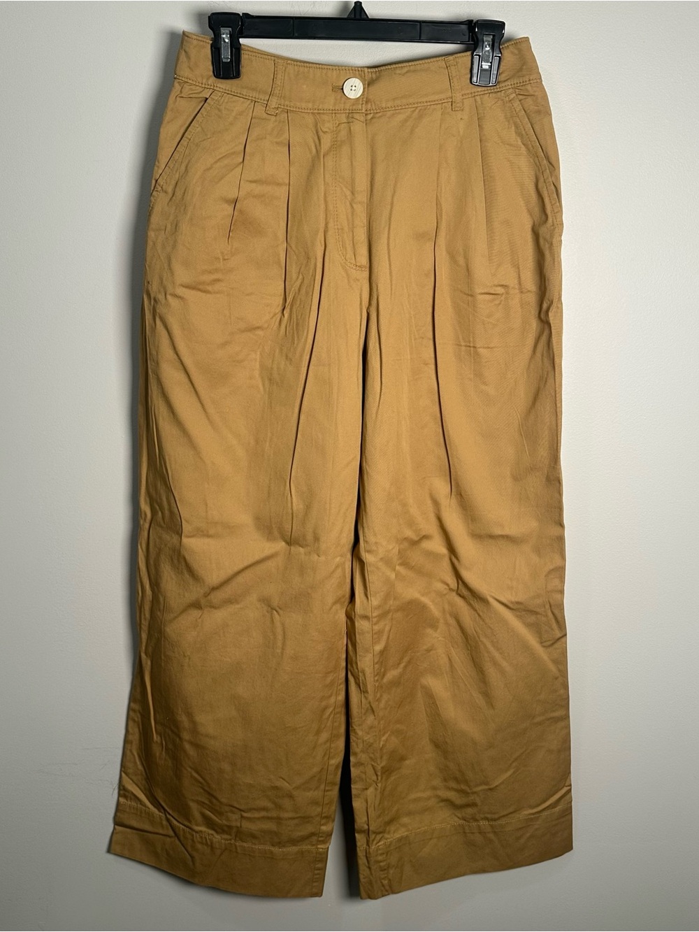 Loft Wide Leg Pants Tan 100% Cotton Women’s 4p Petite Trouser NWT